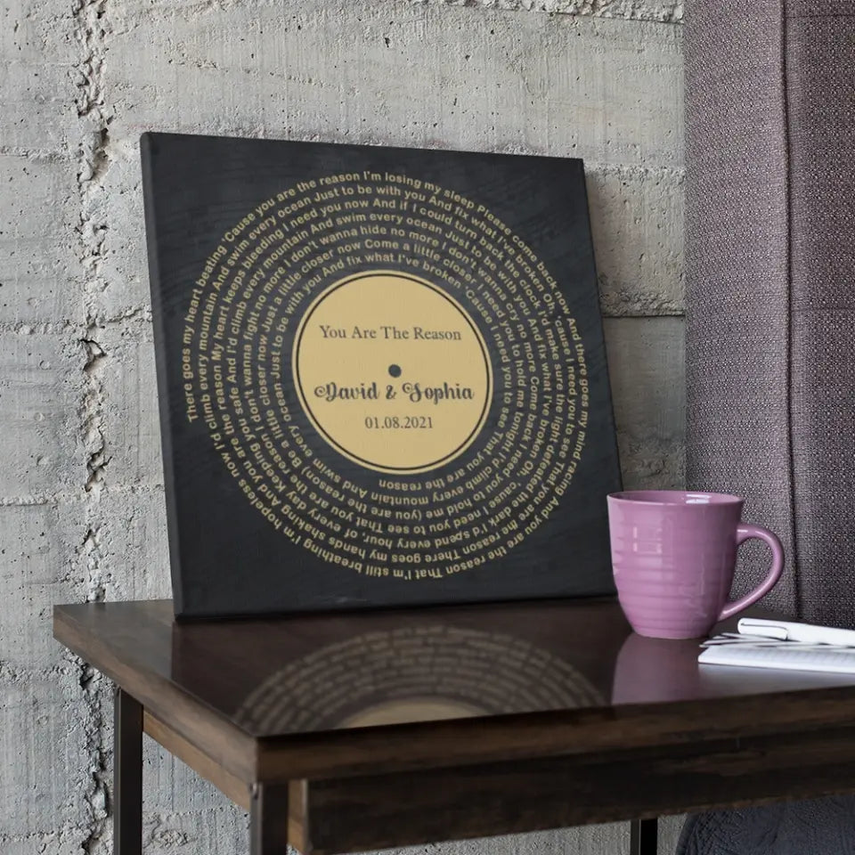 Personalized Valentine Gifts - Custom Vinyl Record - Personalized Song Lyrics - Wall Art, Canvas/Poster - Wedding, Anniversary Gift For Couples