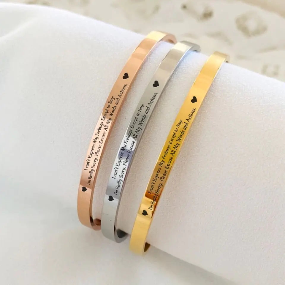 Please Excuse All My Words - Stainless Cuff Bracelet