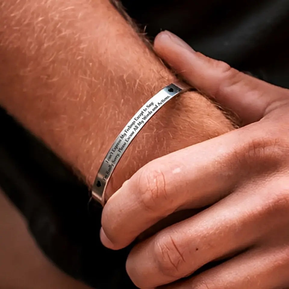 Please Excuse All My Words - Stainless Cuff Bracelet