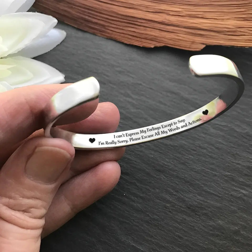 Please Excuse All My Words - Stainless Cuff Bracelet