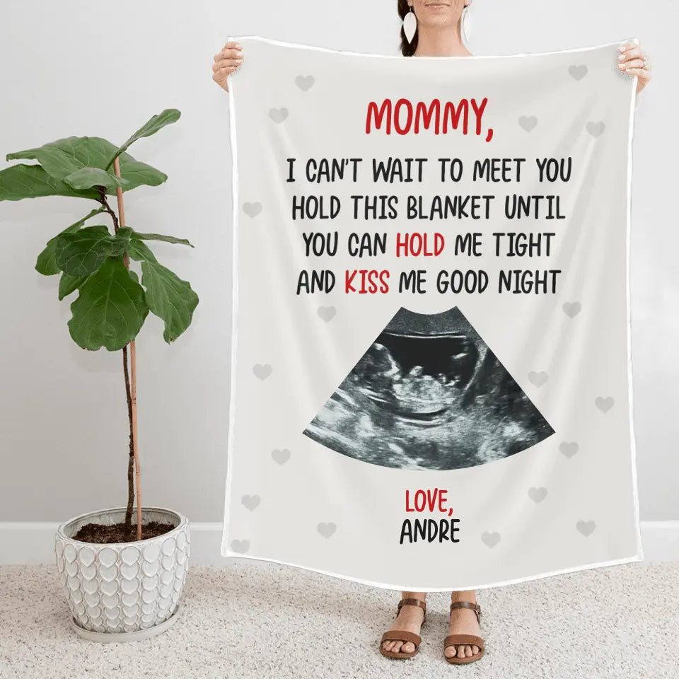 Mommy I Can't Wait To Meet You Personalized Blanket