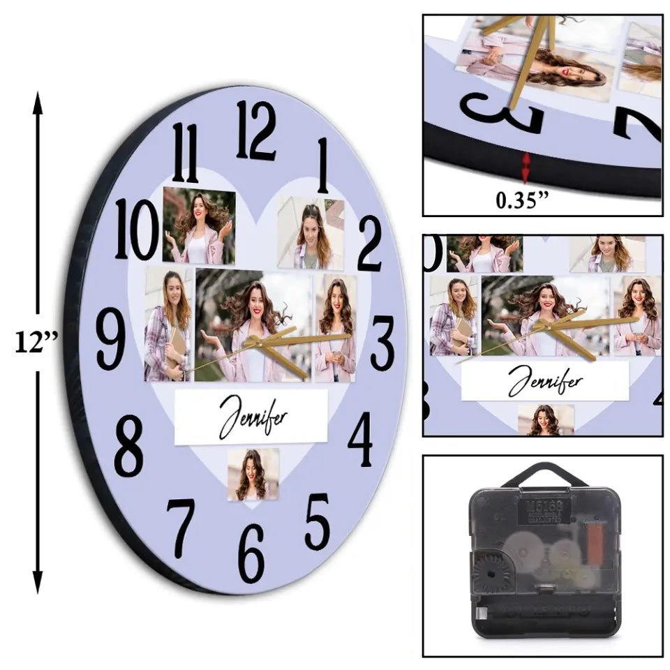 Couple Wooden Sign Time For Love Upload Photos Wall Clock