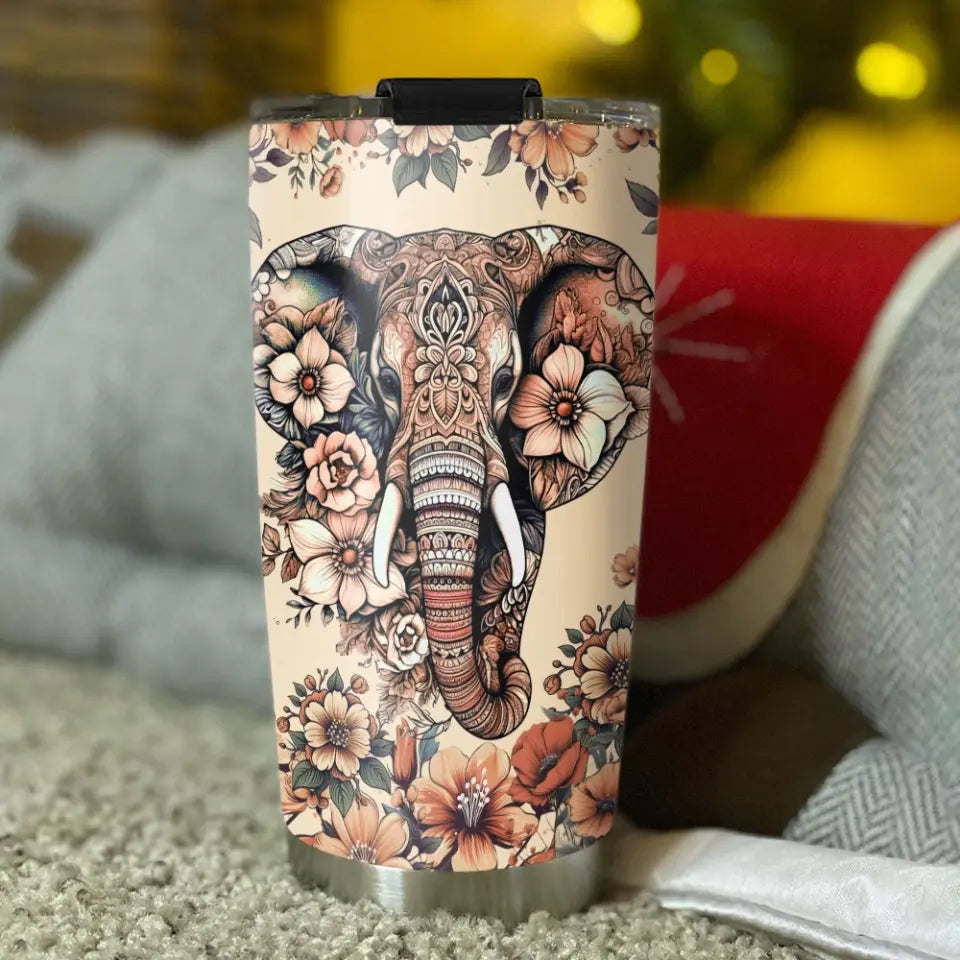 Blossom Elephant - Personalized Tumbler