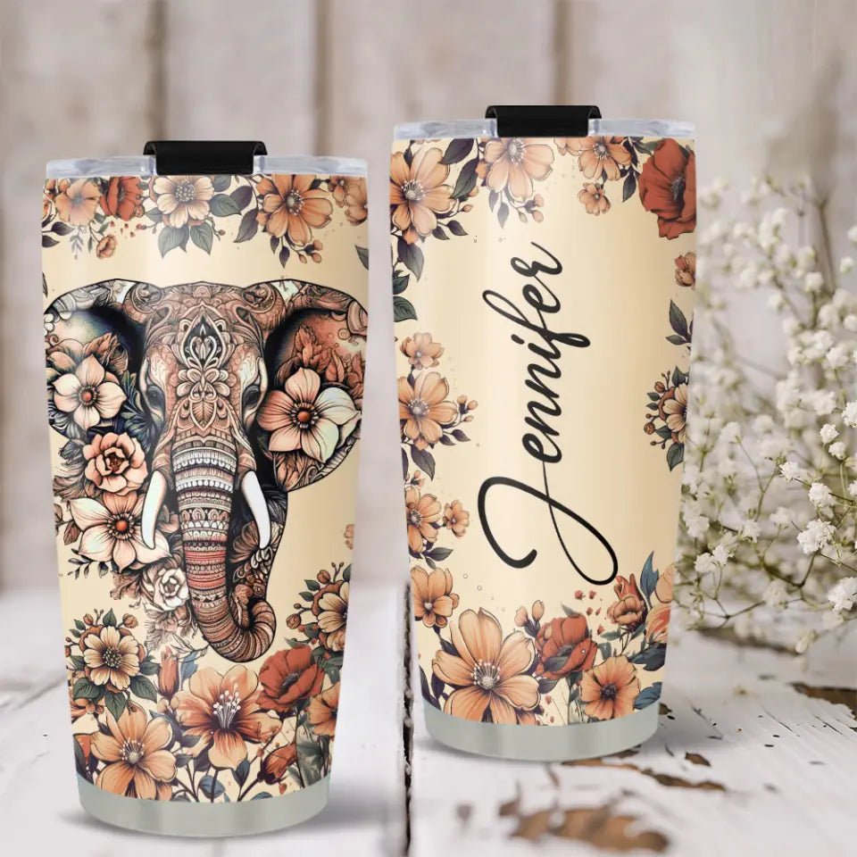 Blossom Elephant - Personalized Tumbler