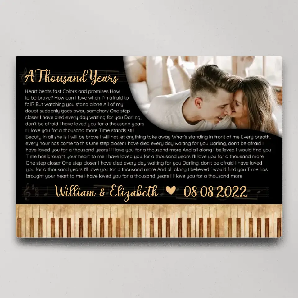 Piano Art Favorite Song Lyrics Custom Canvas Poster Anniversary Gift For Couples