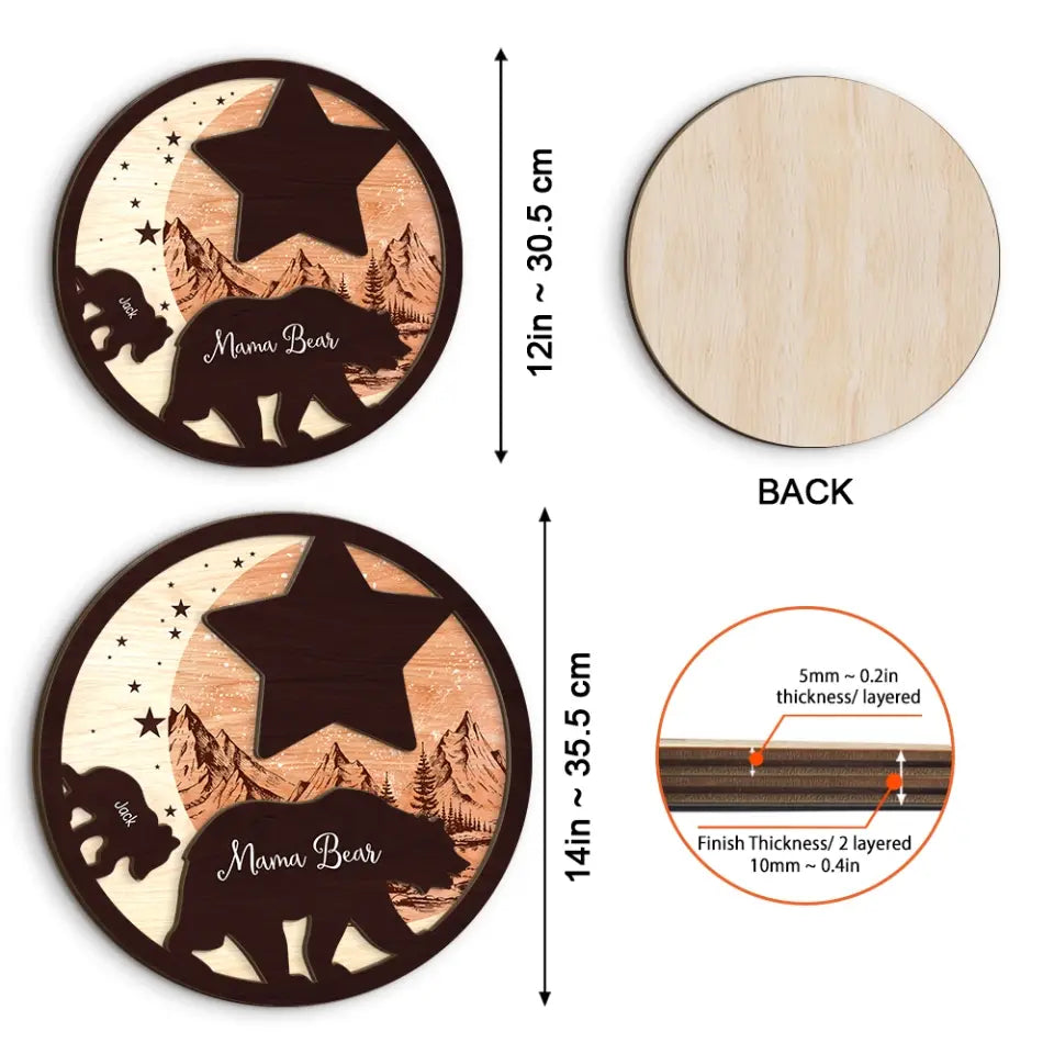 Mama Papa Bear Family Bear Personalized Art Piece