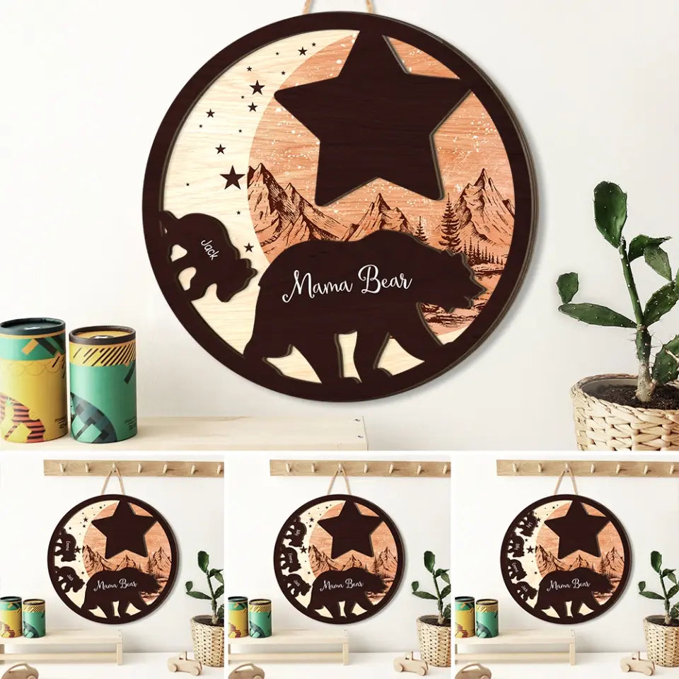 Mama Papa Bear Family Bear Personalized Art Piece