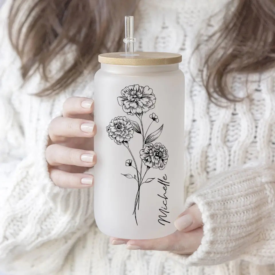 Bloom & Brew: Personalized Floral Glass Can