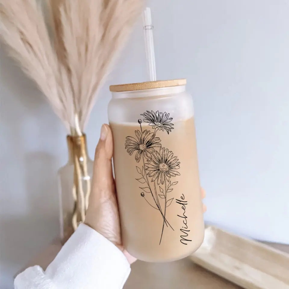 Bloom & Brew: Personalized Floral Glass Can