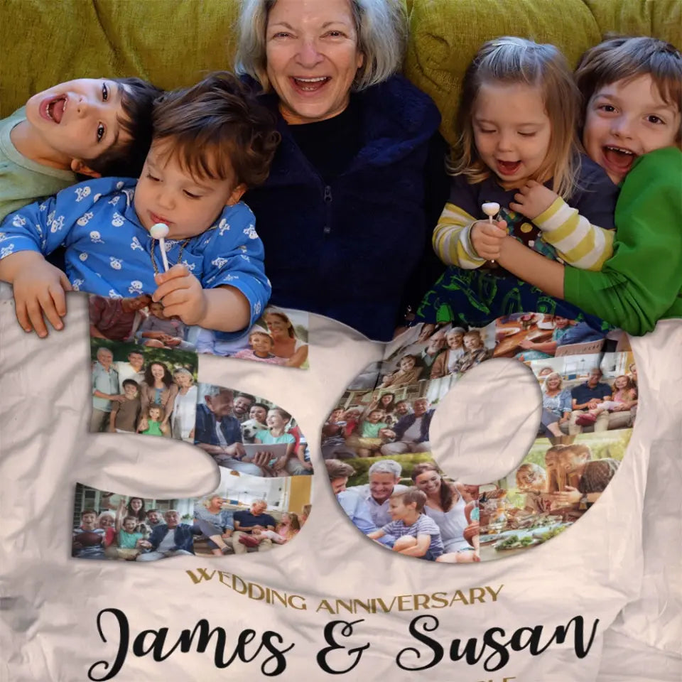Golden Wedding Anniversary Two People Fall In Love Personalized Blanket