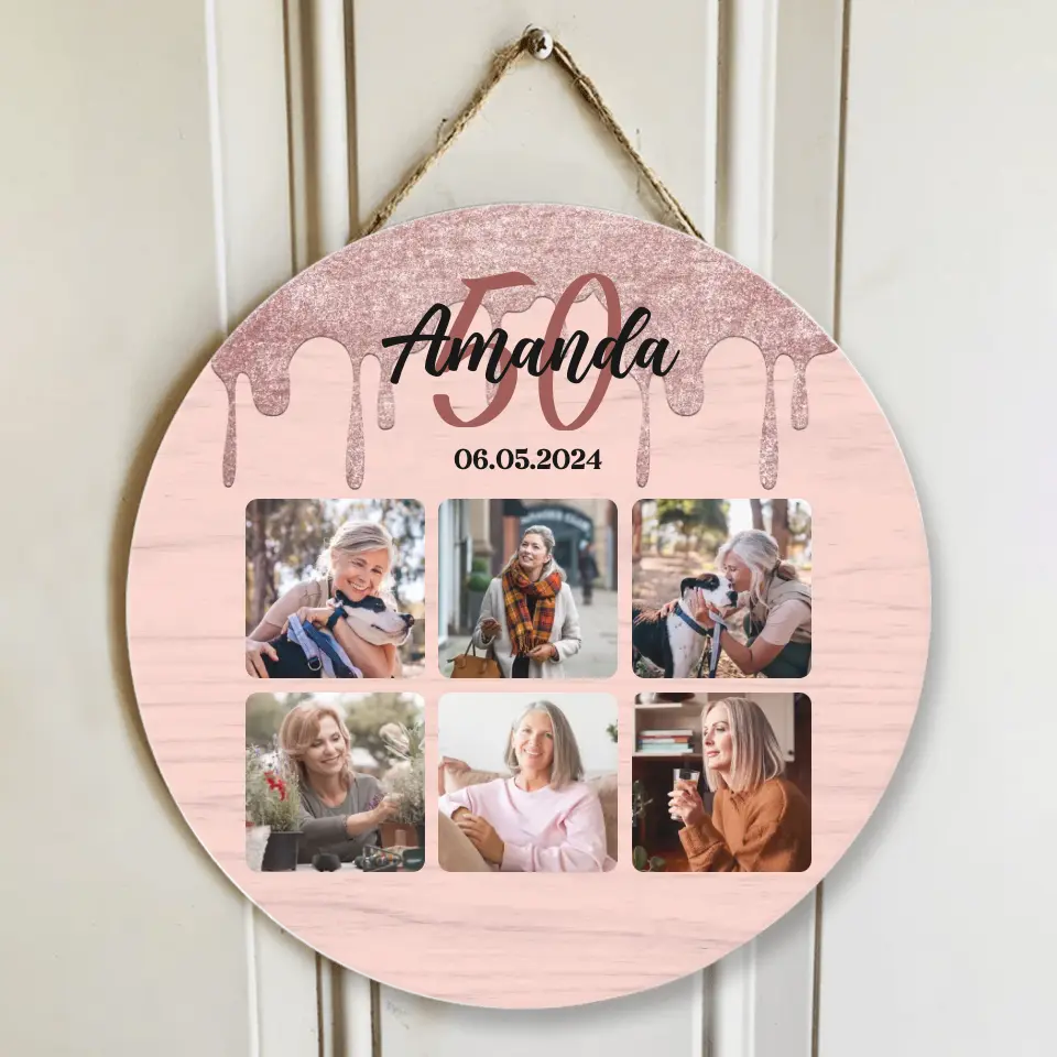 Happy Birthday Hot Pink Customized Round Wooden Sign