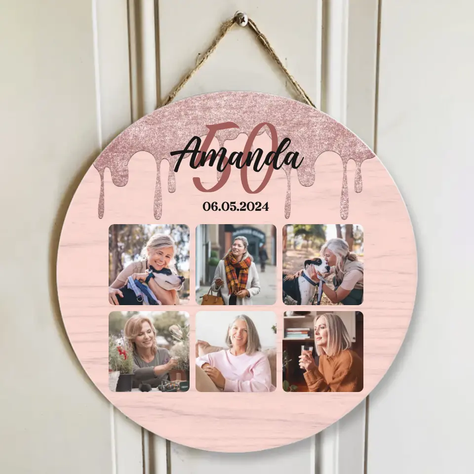 Happy Birthday Hot Pink Customized Round Wooden Sign