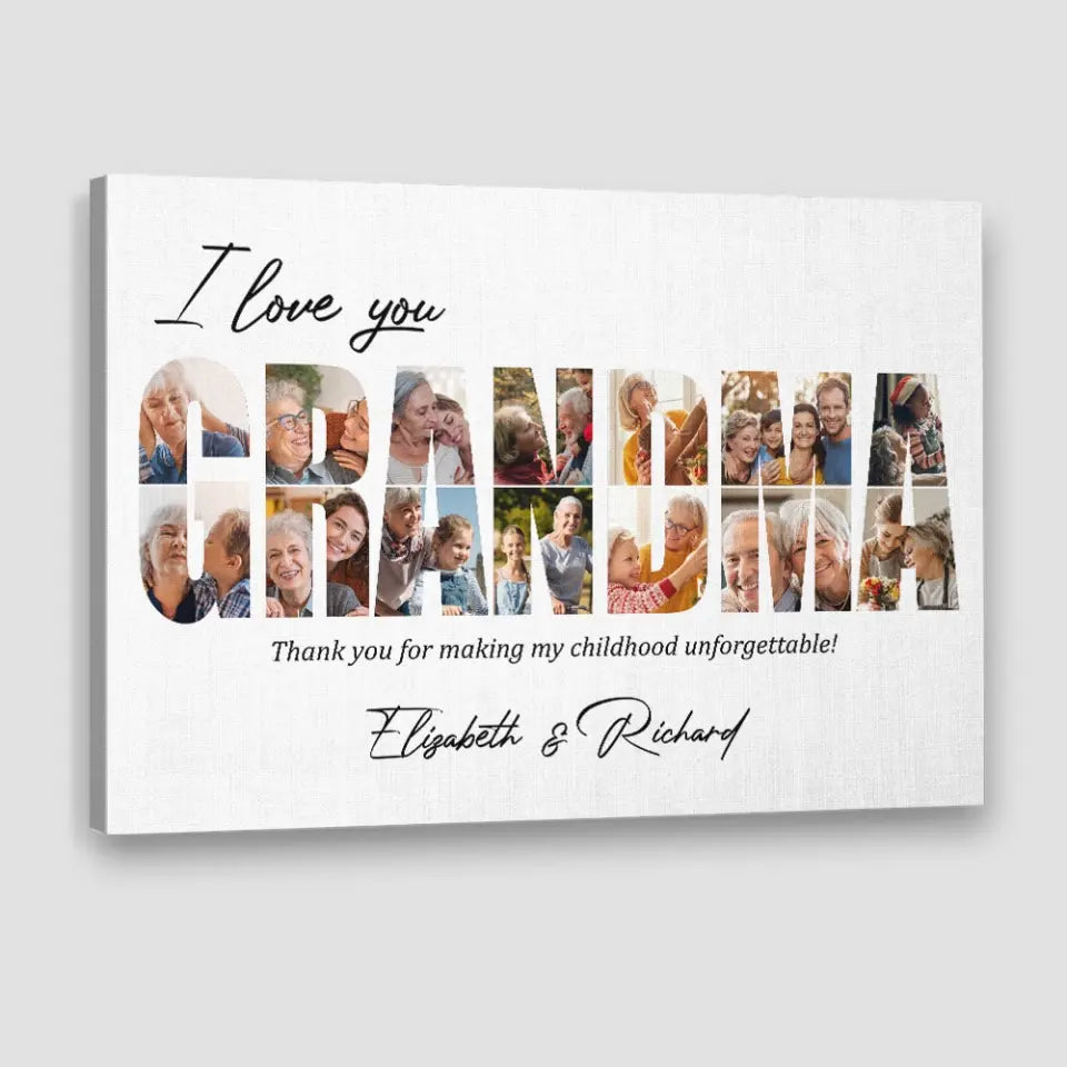 I Love You Grandpa Grandma Personalized Canvas Poster