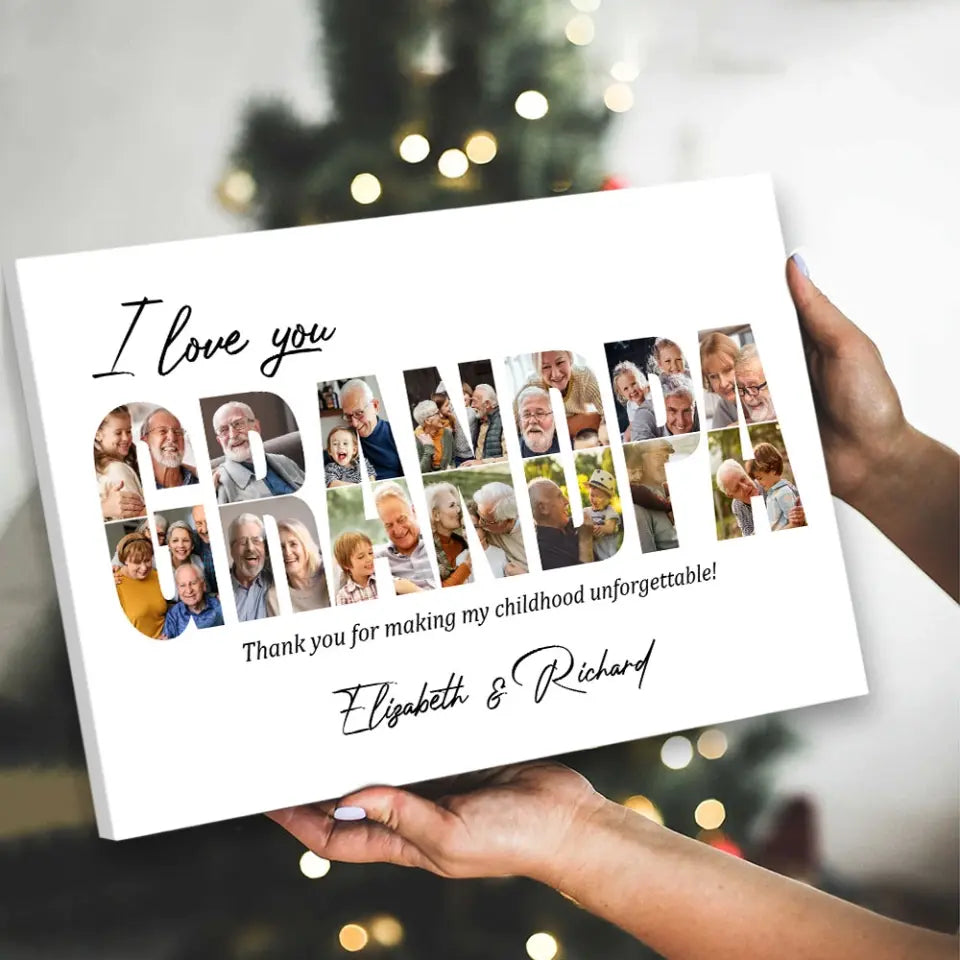 I Love You Grandpa Grandma Personalized Canvas Poster