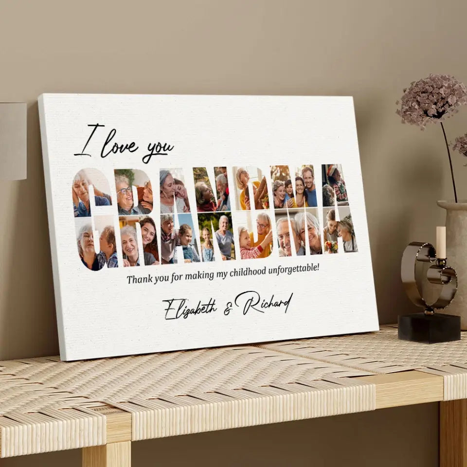 I Love You Grandpa Grandma Personalized Canvas Poster