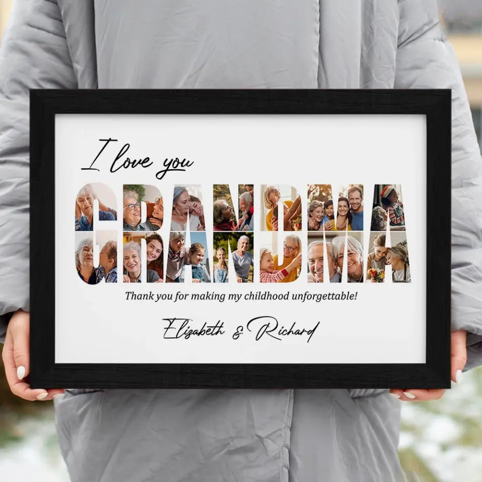 I Love You Grandpa Grandma Personalized Canvas Poster