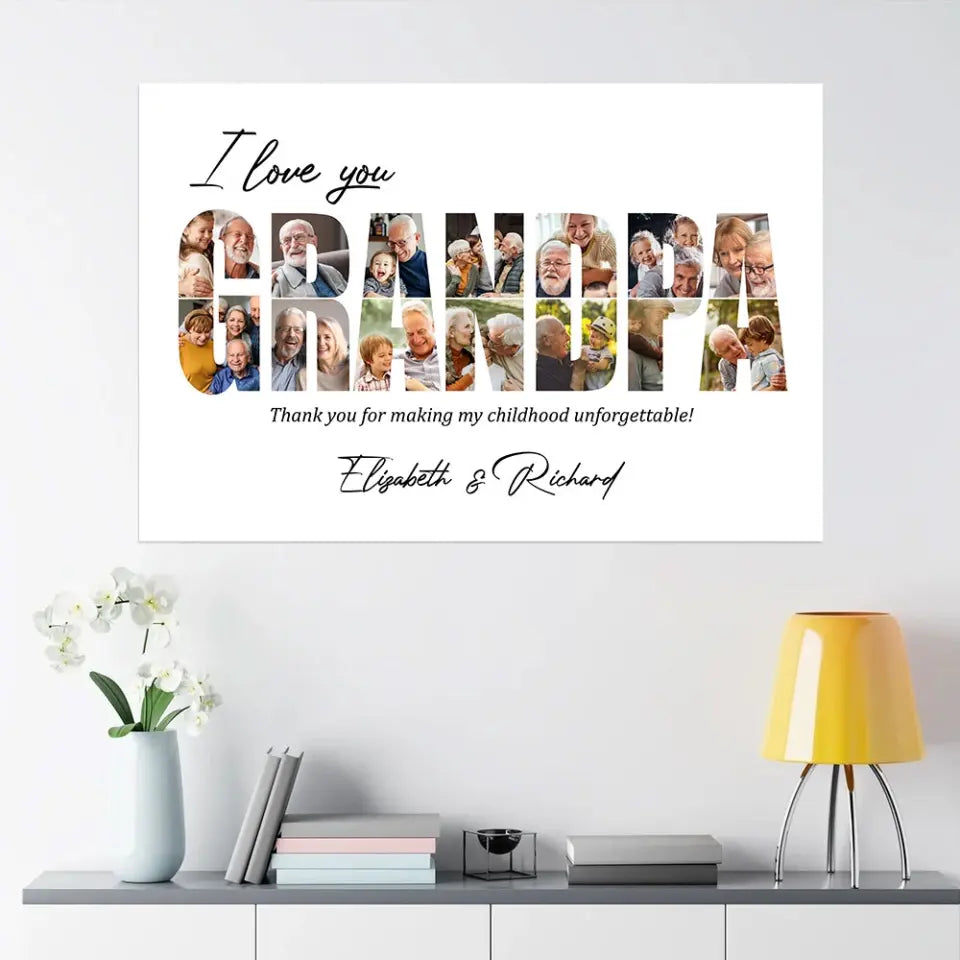 I Love You Grandpa Grandma Personalized Canvas Poster