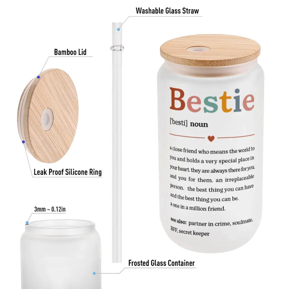 Bestie Nutrition Facts Female Friends Personalized Glass Can