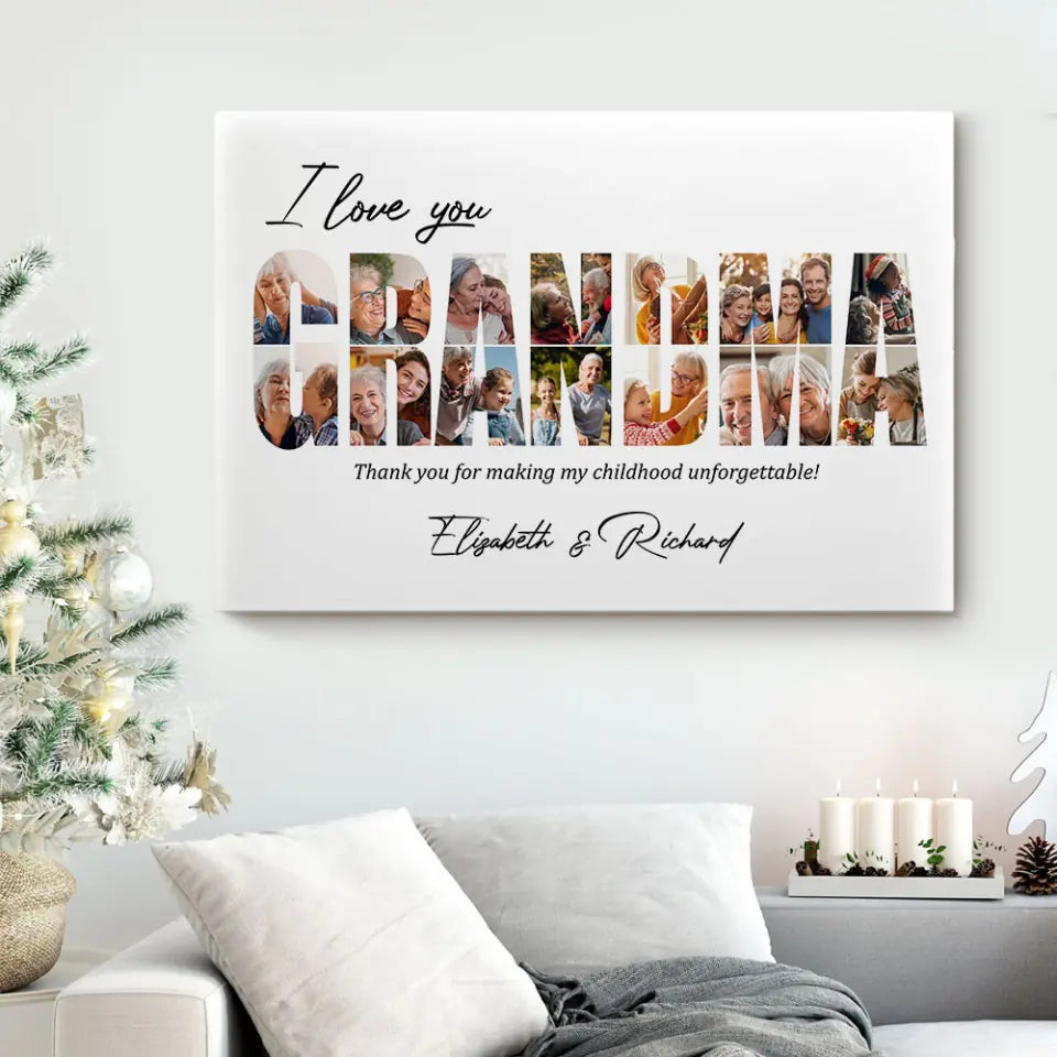 I Love You Grandpa Grandma Personalized Canvas Poster