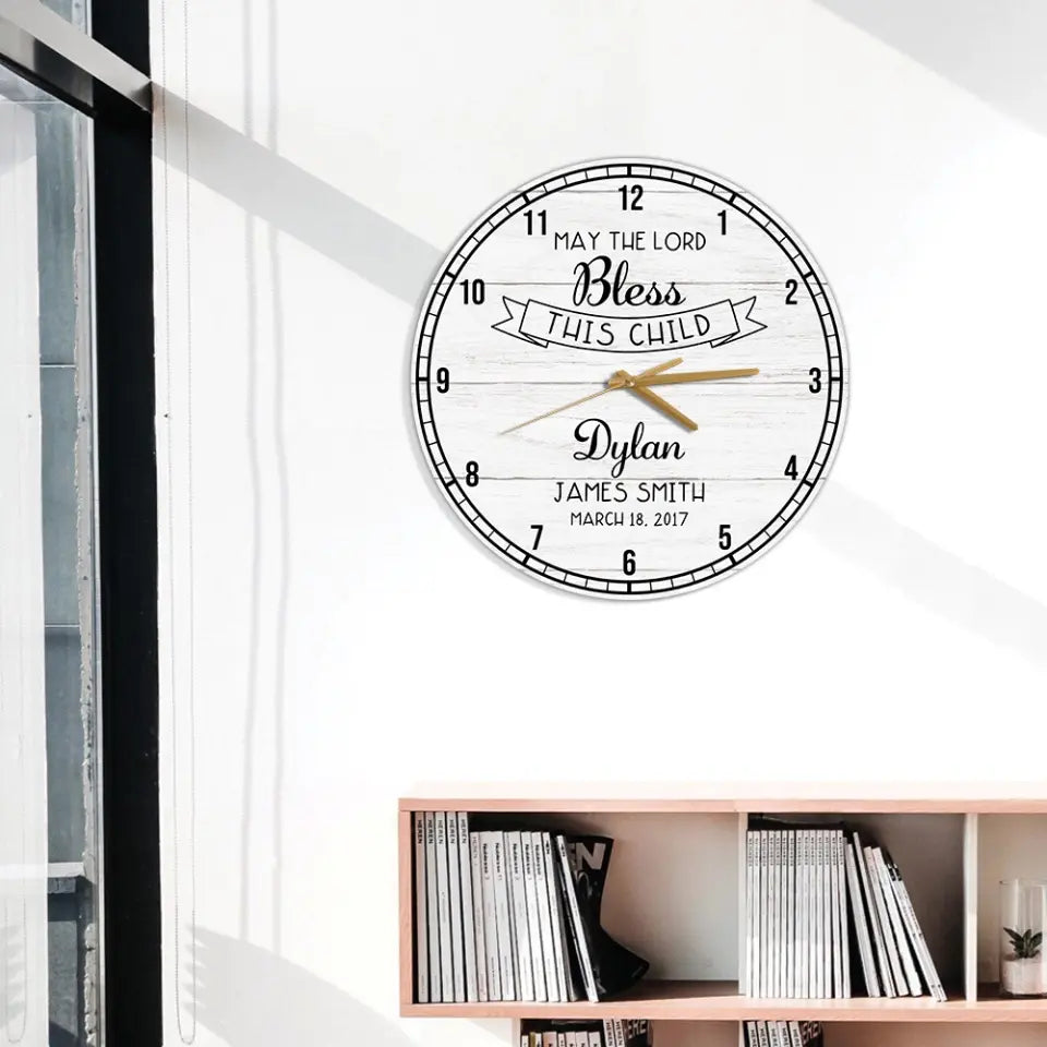 May The Lord Bless This Child Personalized Wall Clock