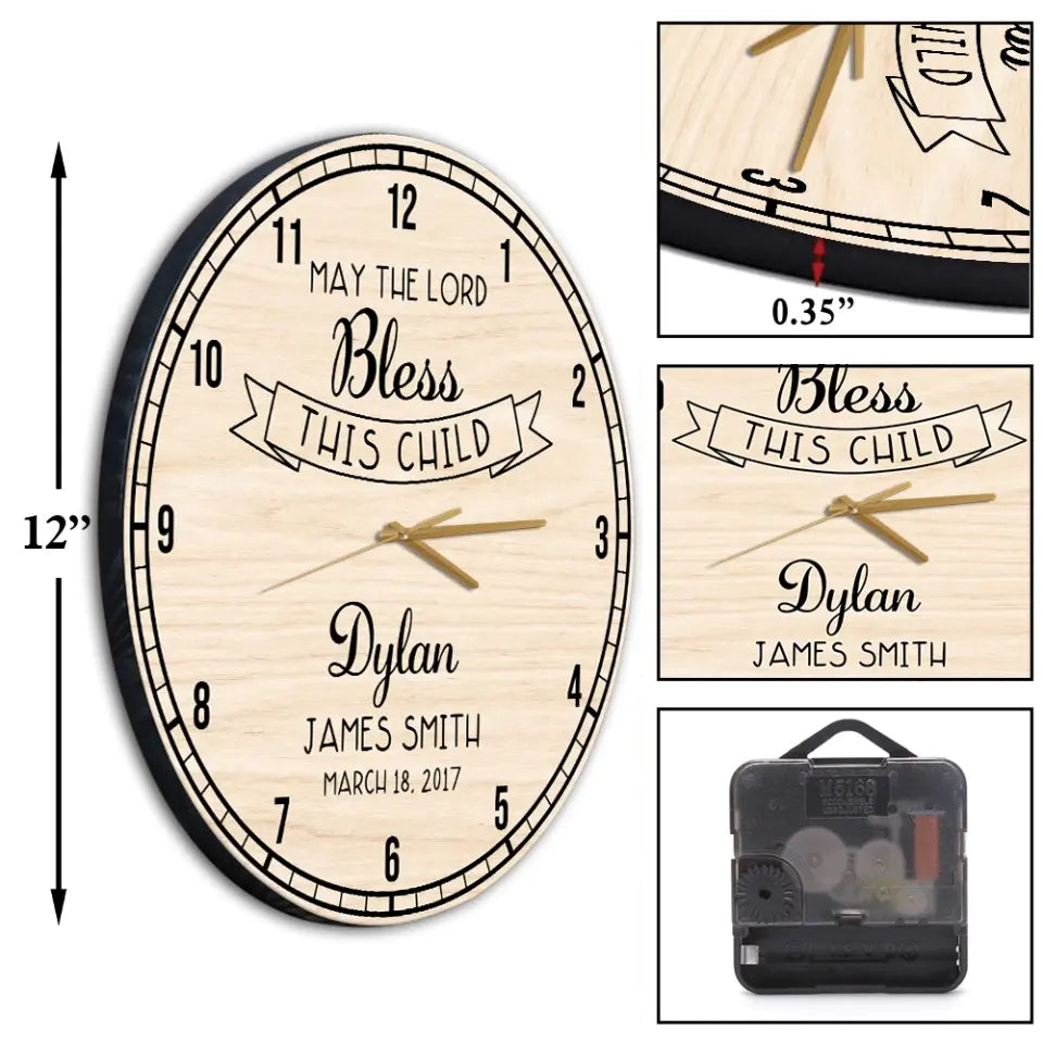 May The Lord Bless This Child Personalized Wall Clock