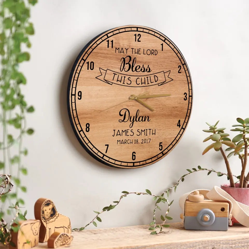 May The Lord Bless This Child Personalized Wall Clock