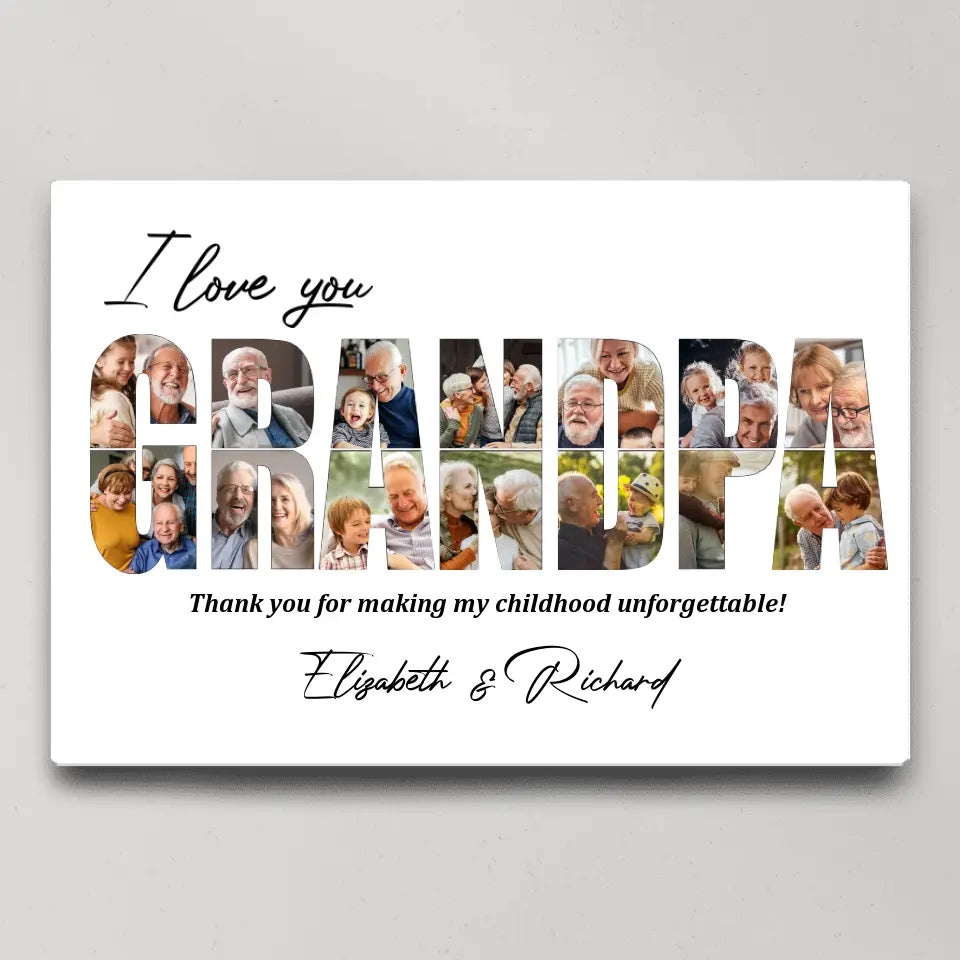 I Love You Grandpa Grandma Personalized Canvas Poster