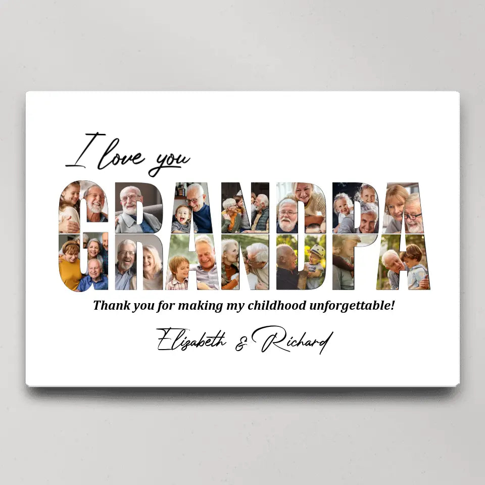I Love You Grandpa Grandma Personalized Canvas Poster