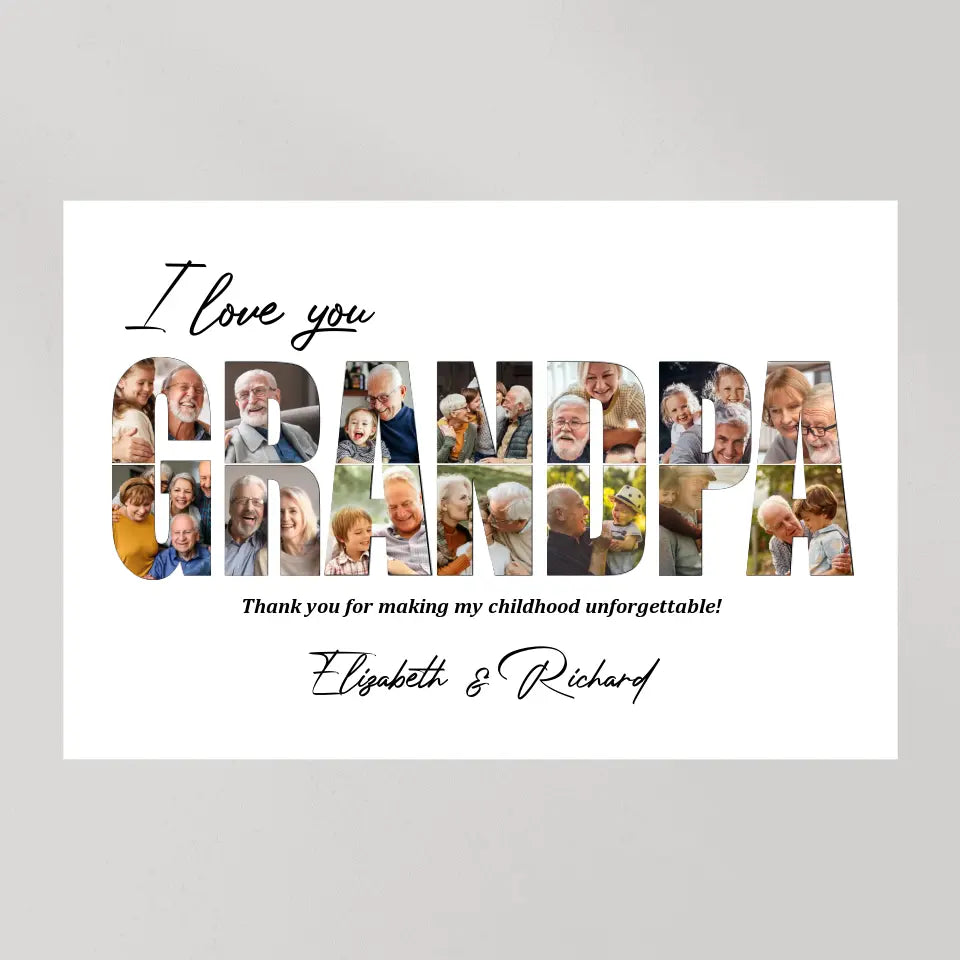 I Love You Grandpa Grandma Personalized Canvas Poster