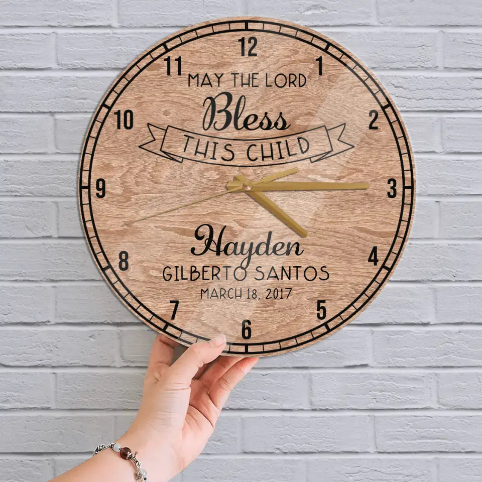 May The Lord Bless This Child Personalized Wall Clock