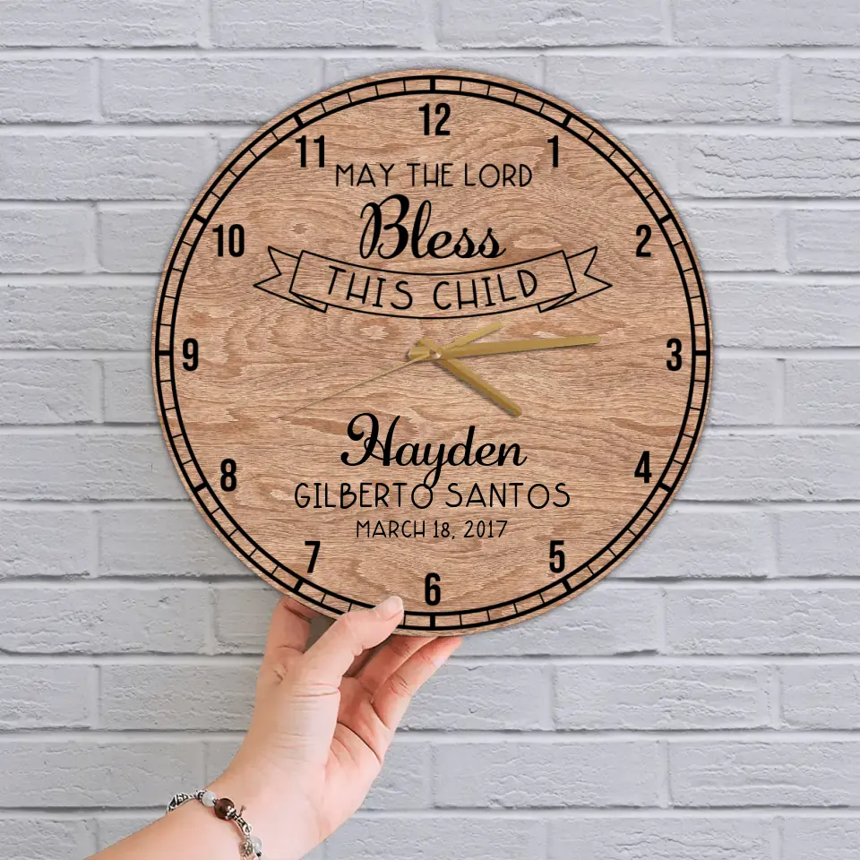 May The Lord Bless This Child Personalized Wall Clock