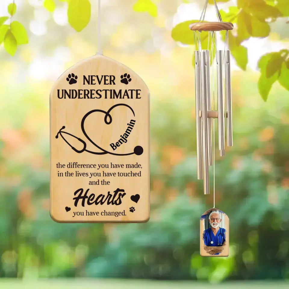 Never Underestimate Veterinarian Personalized Wind Chimes