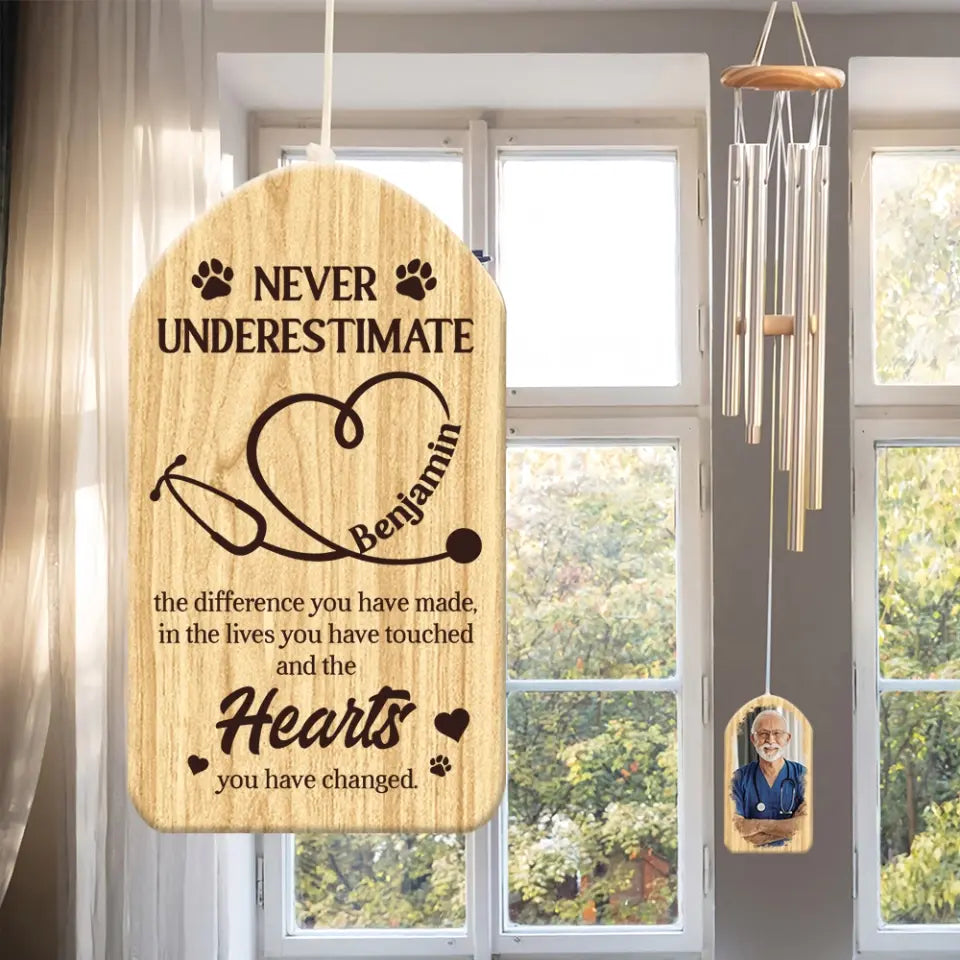 Never Underestimate Veterinarian Personalized Wind Chimes