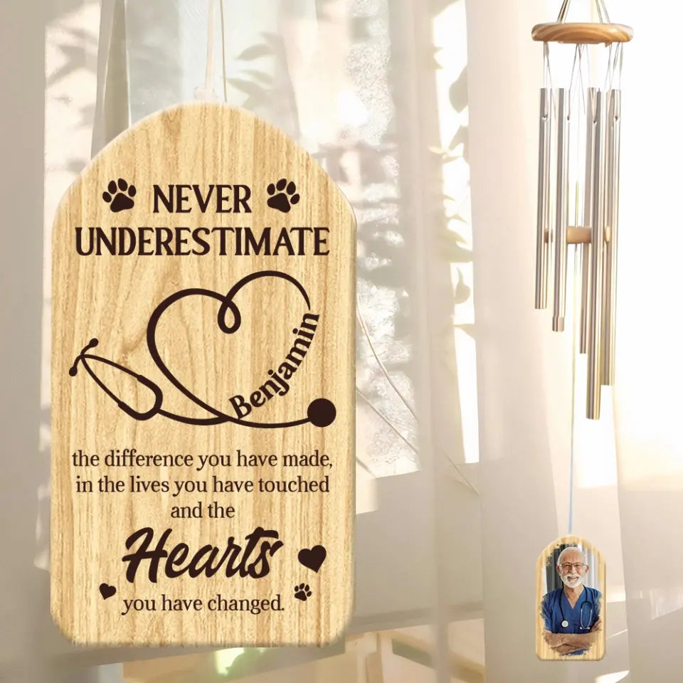 Never Underestimate Veterinarian Personalized Wind Chimes
