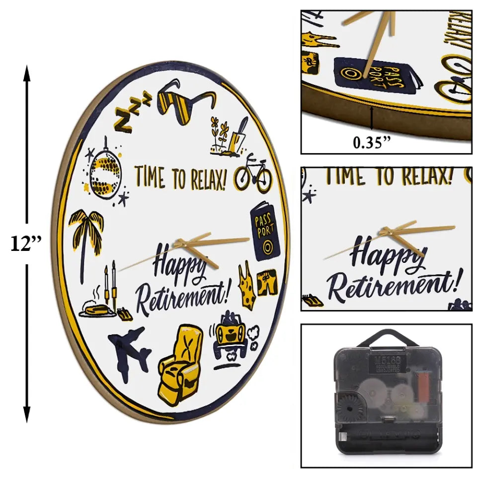 Time To Relax Happy Retirement Special Wall Clock