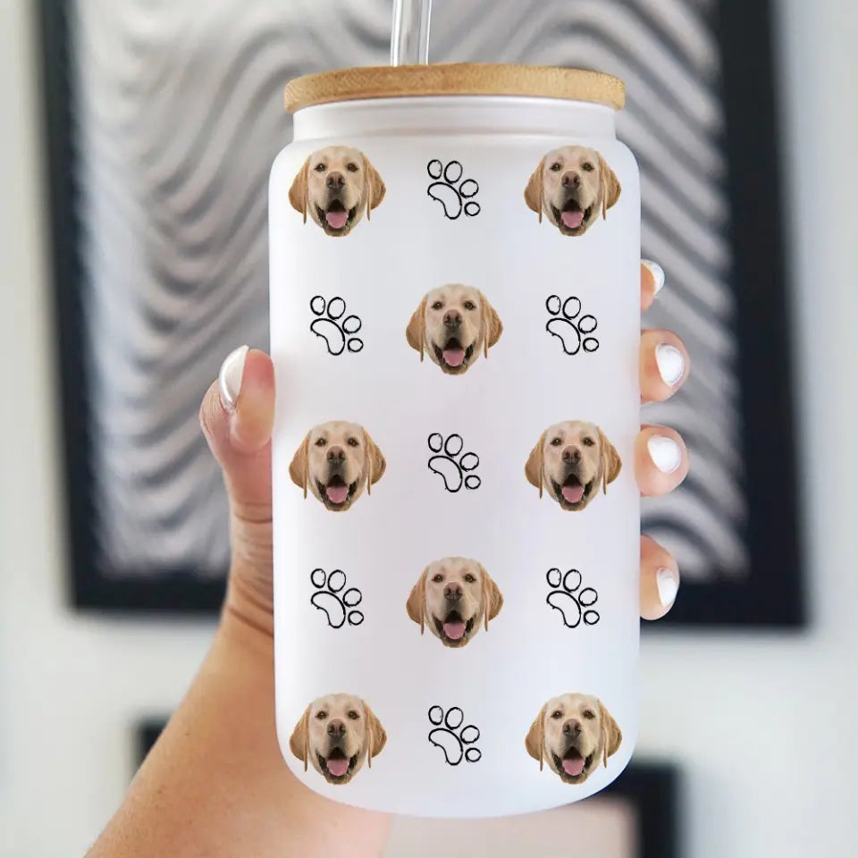 Funny Pattern With Custom Face Frosted Glass Can