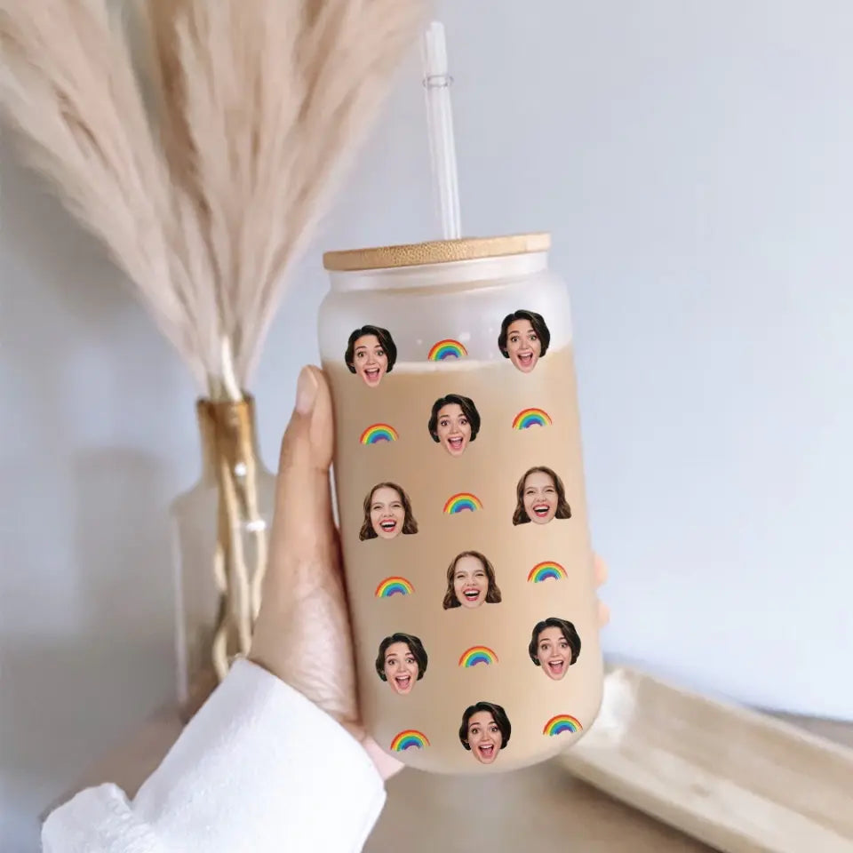 Funny Pattern With Custom Face Frosted Glass Can