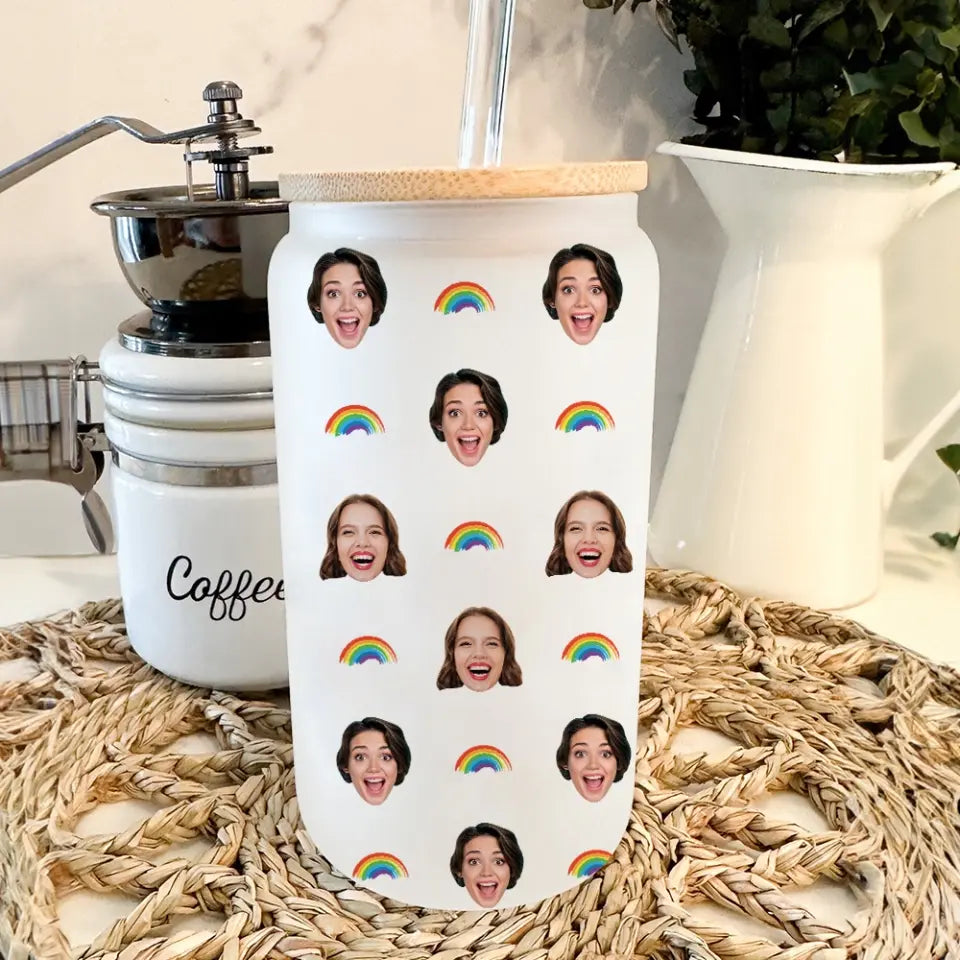 Funny Pattern With Custom Face Frosted Glass Can