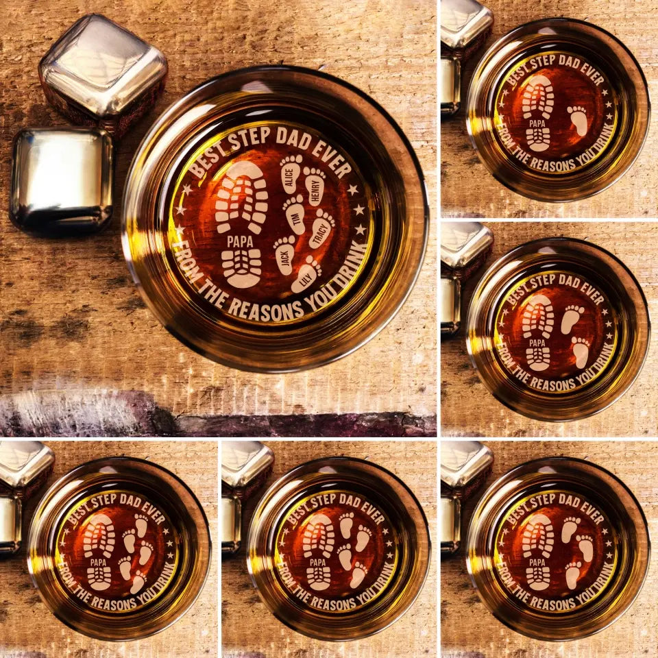 Best Step Dad Ever From The Reasons You Drink - Personalized Bar Glass
