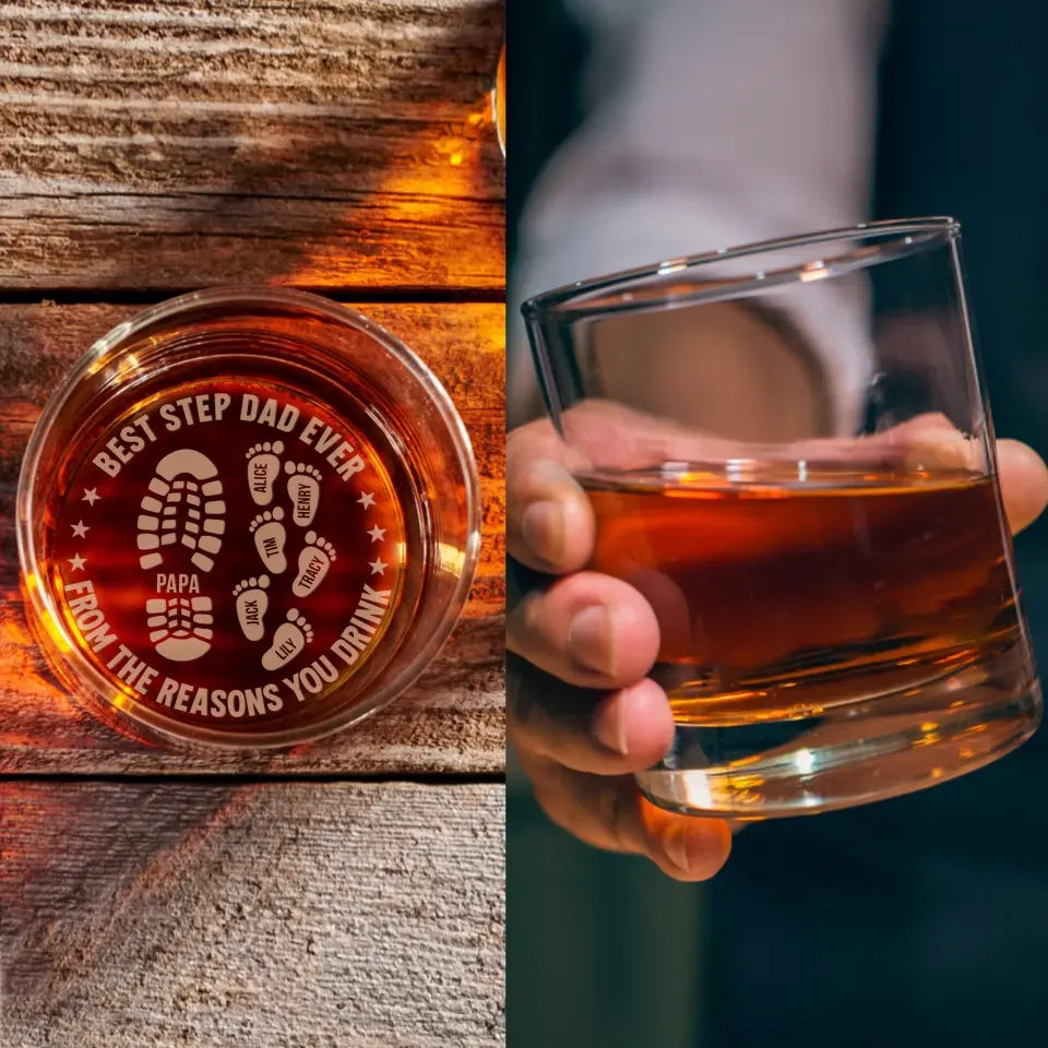 Best Step Dad Ever From The Reasons You Drink - Personalized Bar Glass