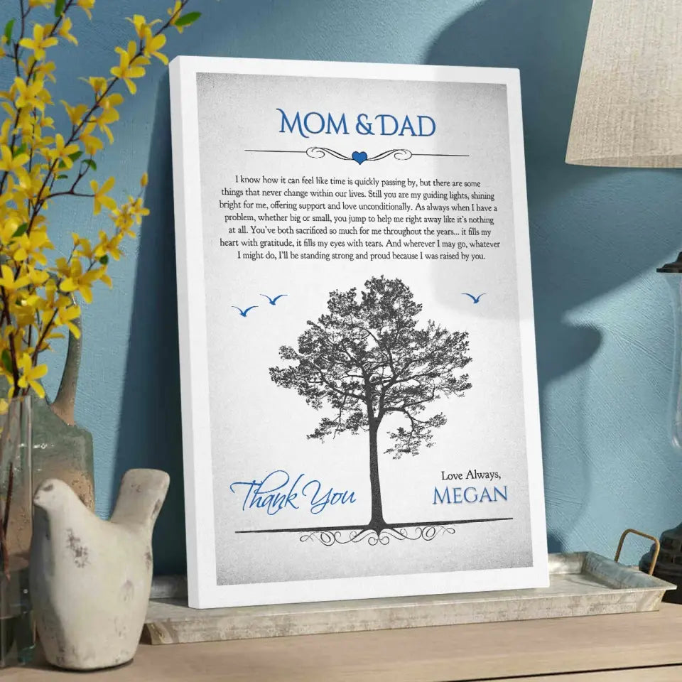 Thank You Mom And Dad Personalized Canvas Poster