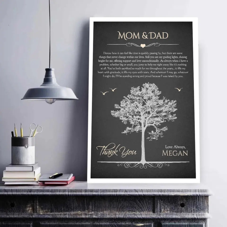 Thank You Mom And Dad Personalized Canvas Poster