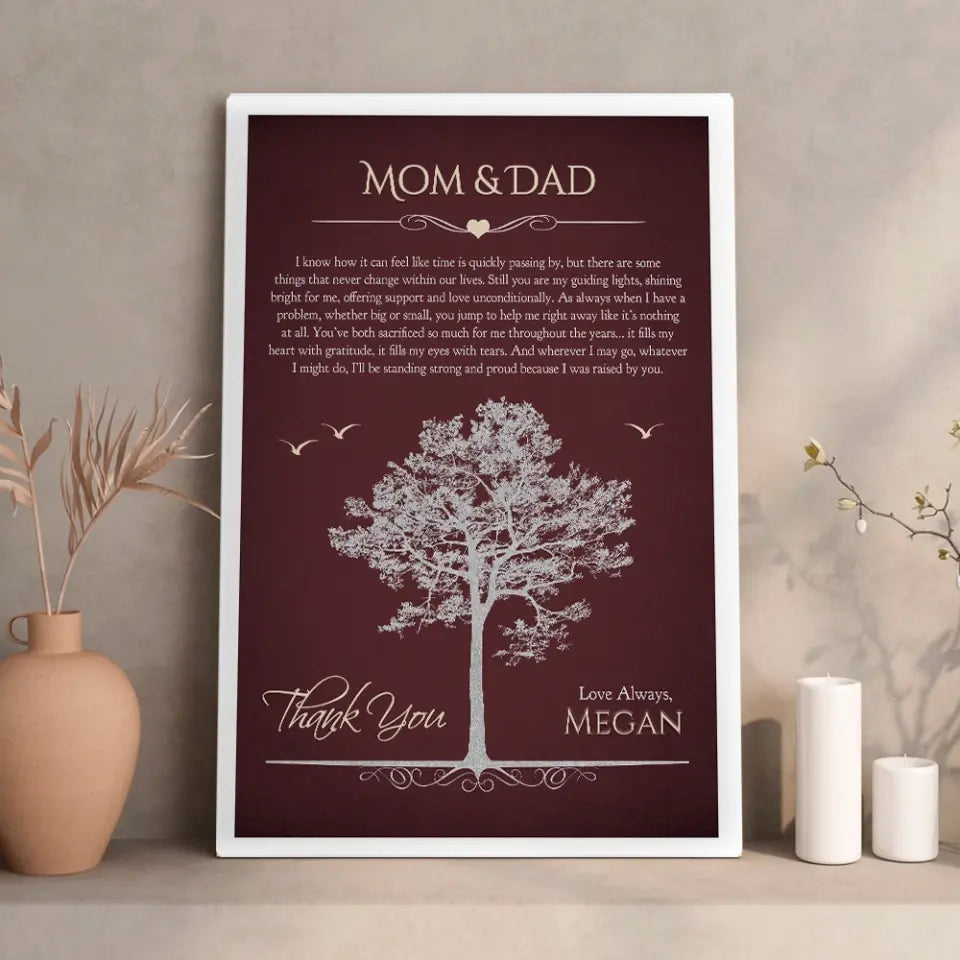 Thank You Mom And Dad Personalized Canvas Poster