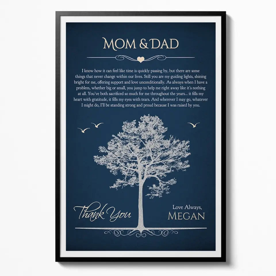 Thank You Mom And Dad Personalized Canvas Poster