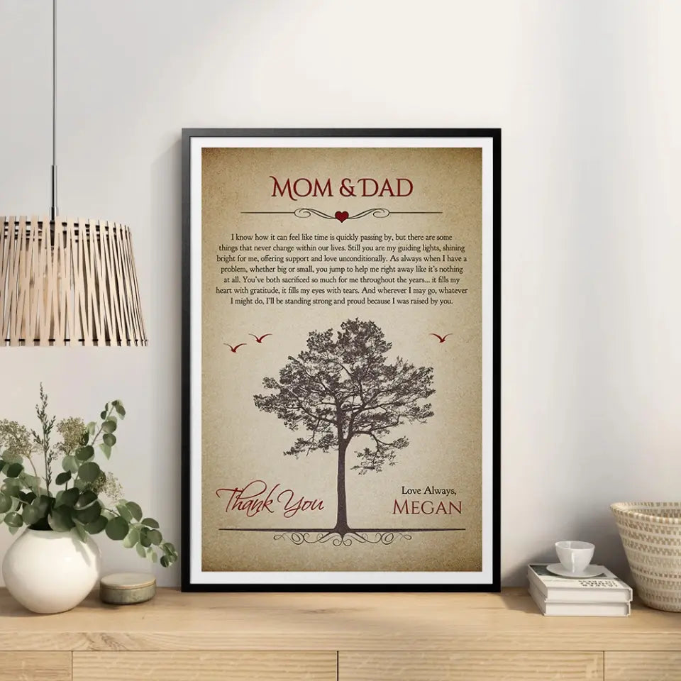 Thank You Mom And Dad Personalized Canvas Poster