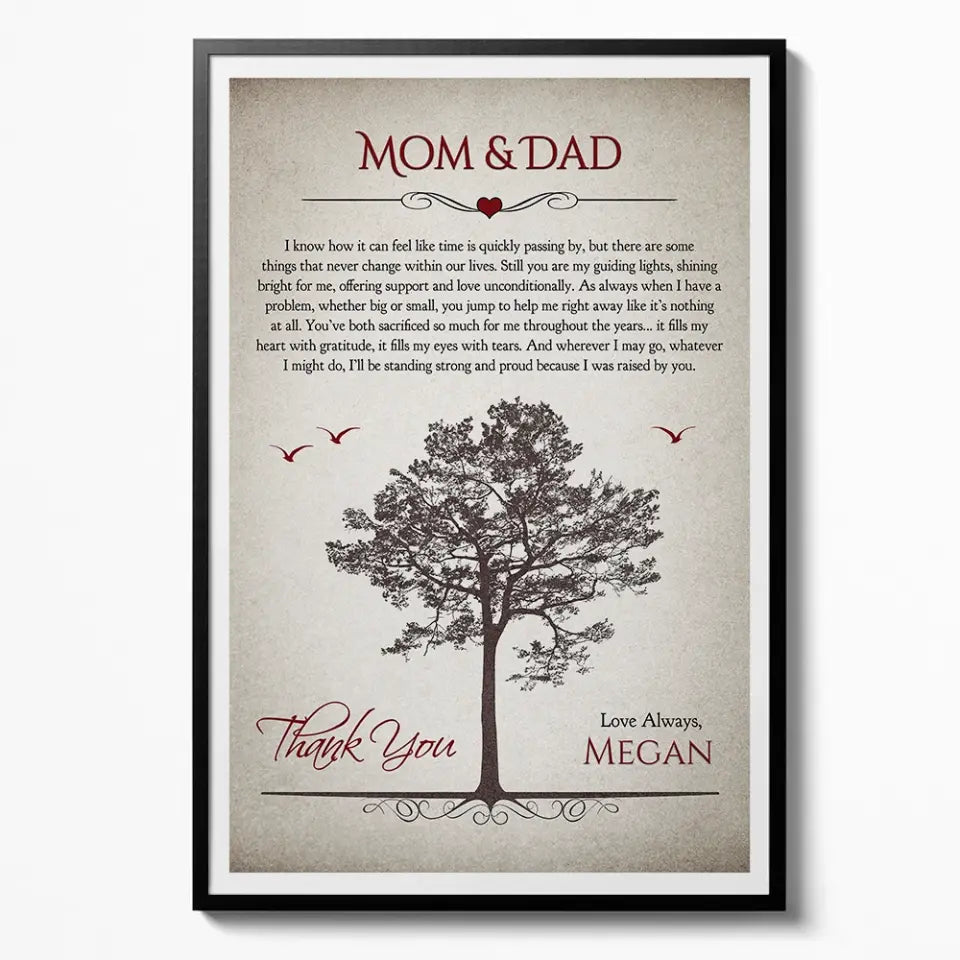 Thank You Mom And Dad Personalized Canvas Poster