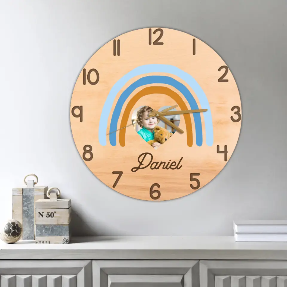 A Rainbow Back To School Kids Personalized Wall Clock