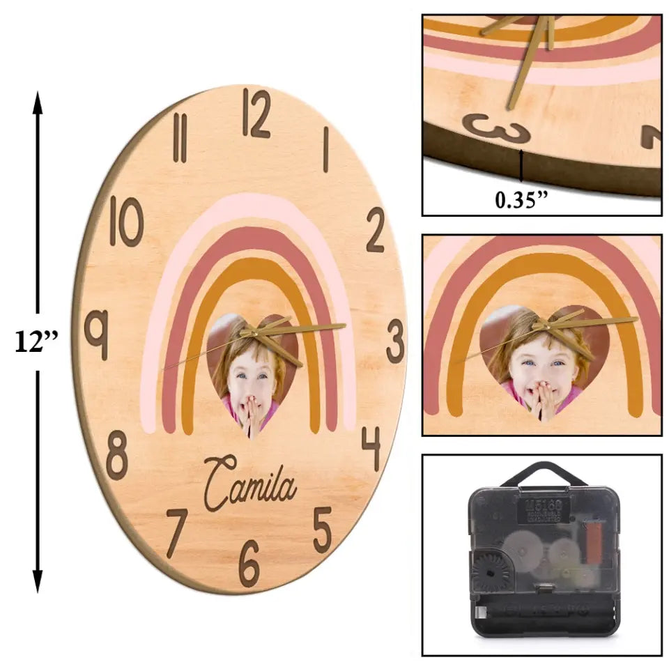 A Rainbow Back To School Kids Personalized Wall Clock