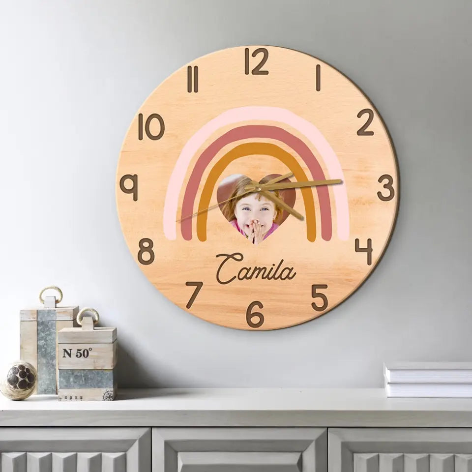 A Rainbow Back To School Kids Personalized Wall Clock
