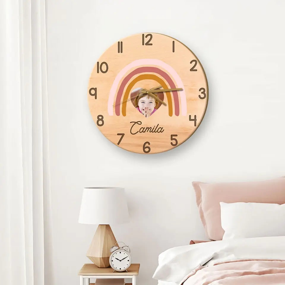 A Rainbow Back To School Kids Personalized Wall Clock